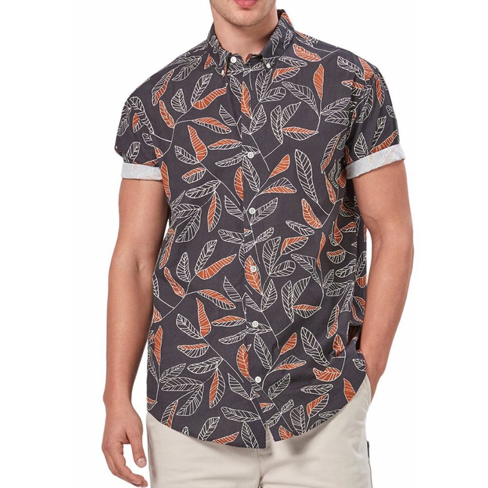 CHARLIE HOLIDAY LEAF DELUXE SHORT SLEEVE SHIRT. M
